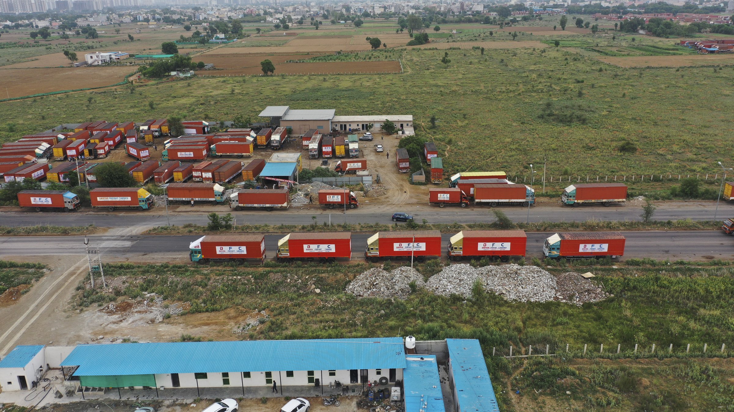 The BFC fleet staged in the yard