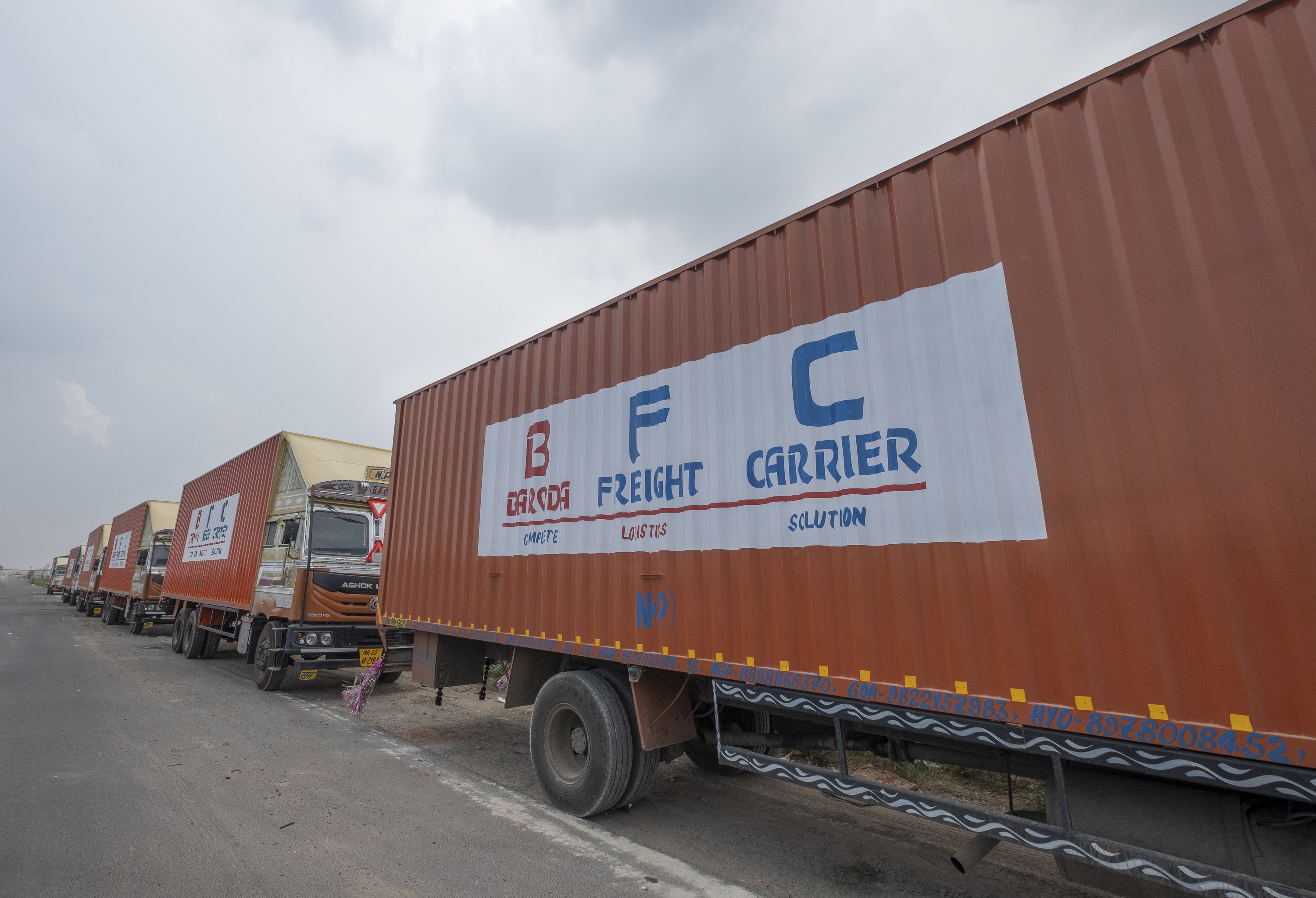Baroda Freight Carrier fleet lined up for dispatch