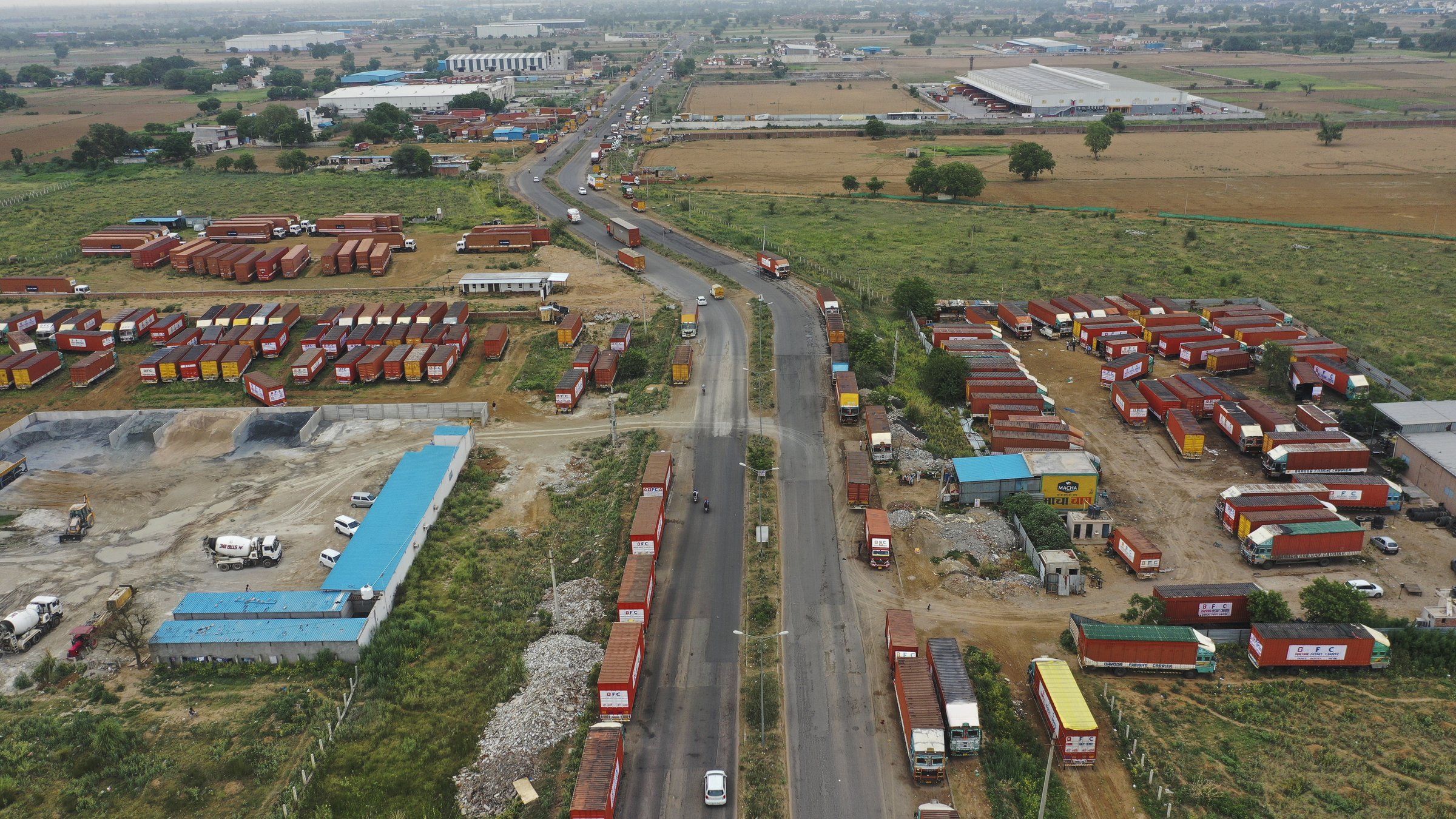 Aerial view of the BFC yard and its road corridor
